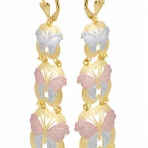 Monarca butterflies three colors 18k of gold plated